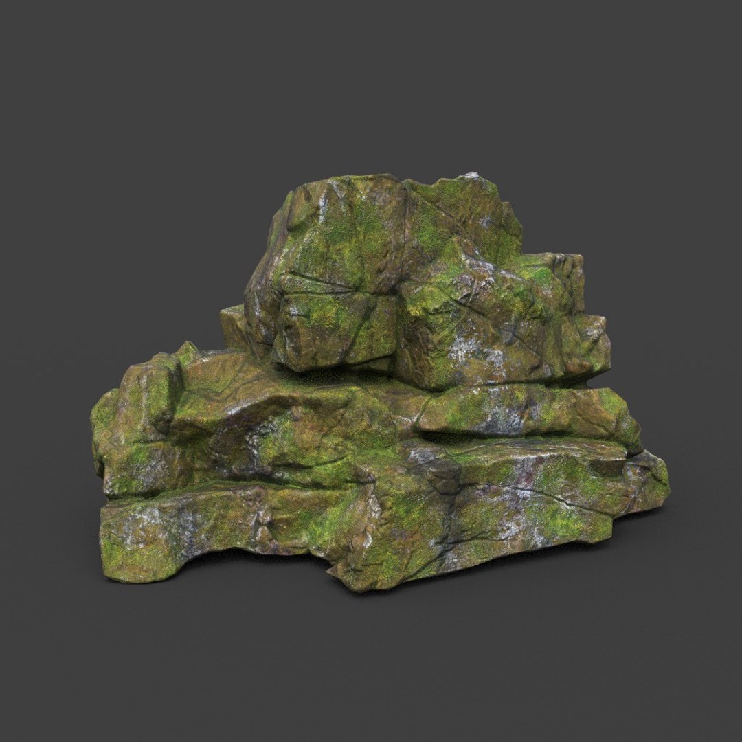 10 Low Poly PBR Cracked Mossy Rock 3D Model - TurboSquid 2164034