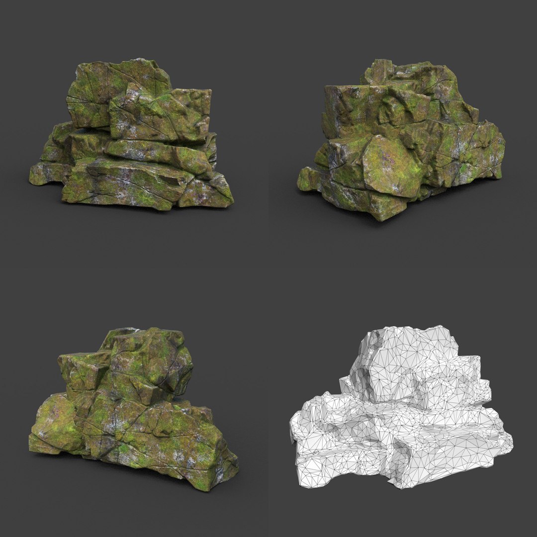 10 Low Poly PBR Cracked Mossy Rock 3D Model - TurboSquid 2164034