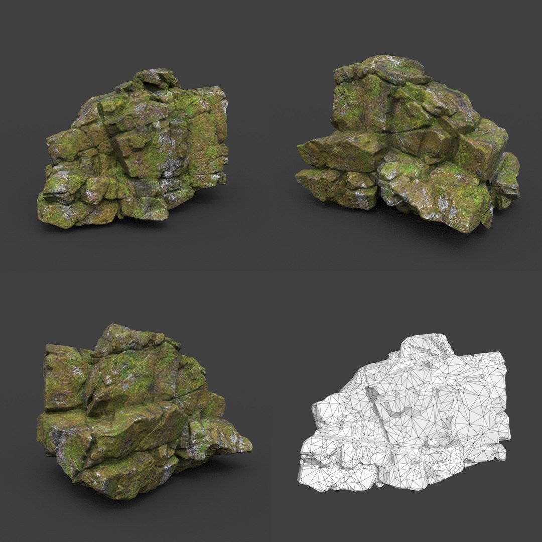 10 Low Poly PBR Cracked Mossy Rock 3D Model - TurboSquid 2164034