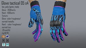 FPS hand glove tactical 05 s4 3D model