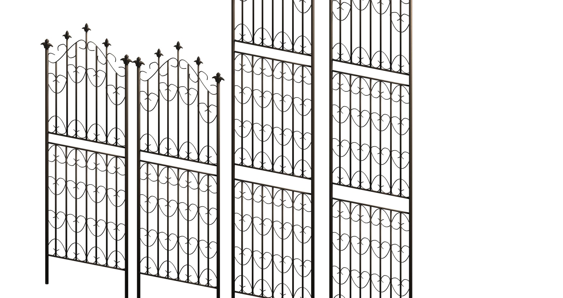 3D Modular Wrought Iron Fence Set Model TurboSquid 1955563