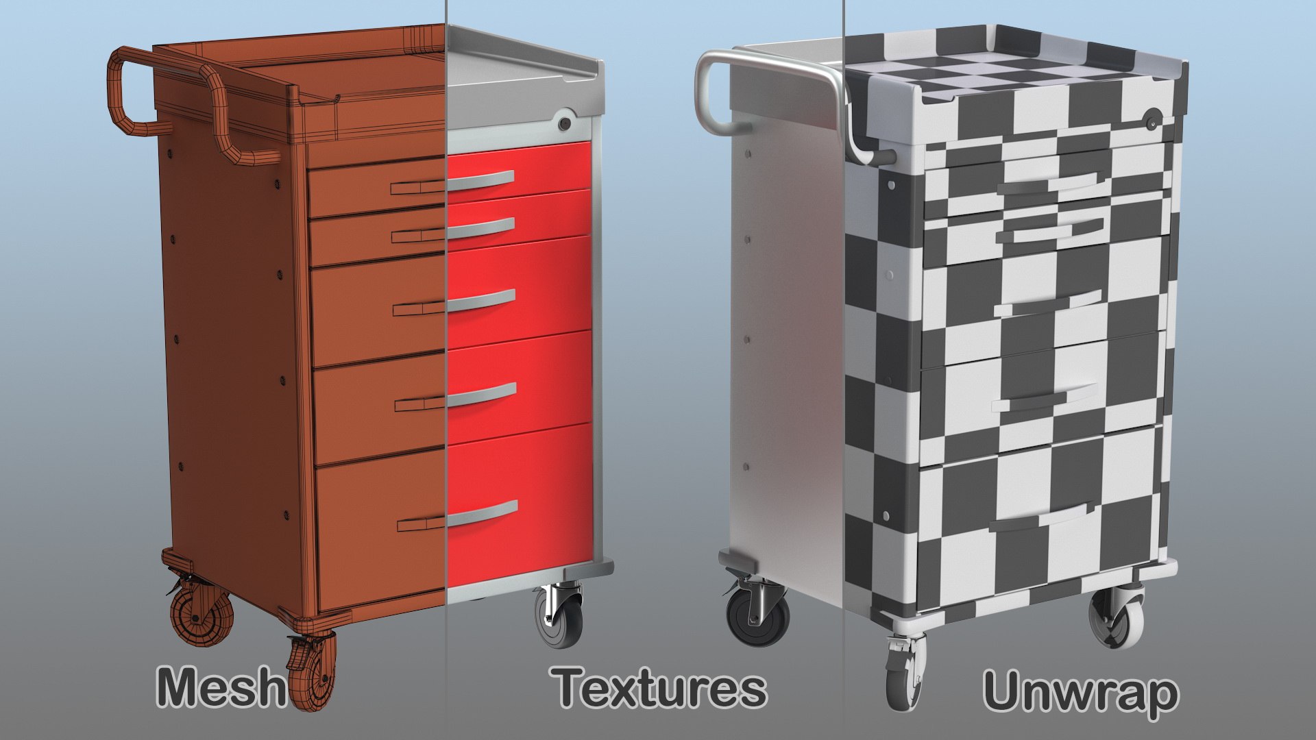 3D general purpose medical cart https://p.turbosquid.com/ts-thumb/29/5dLmx2/ZL0Z2E9l/generalpurposemedicalcartwithdrawers3dmodel013/jpg/1602794660/1920x1080/fit_q87/3b264d5c46f5d97e54927d0cf5da736b6bc33376/generalpurposemedicalcartwithdrawers3dmodel013.jpg