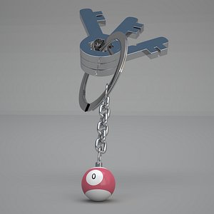 3D O Snooker Ball with Keychain model