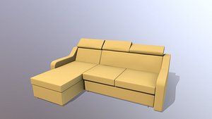 L shaped Leather Sofa yellow
