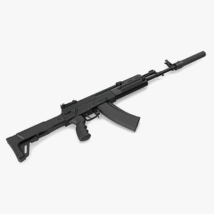 3D Assault Rifle AK-12 2011 with Suppressor New model