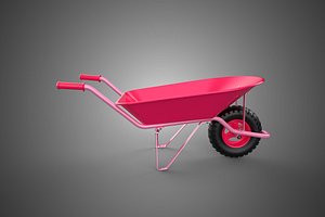 PINK WAGON TOY WHEELBARROW CART LITTLE KID CHILDREN GARDEN TOYS 3D model
