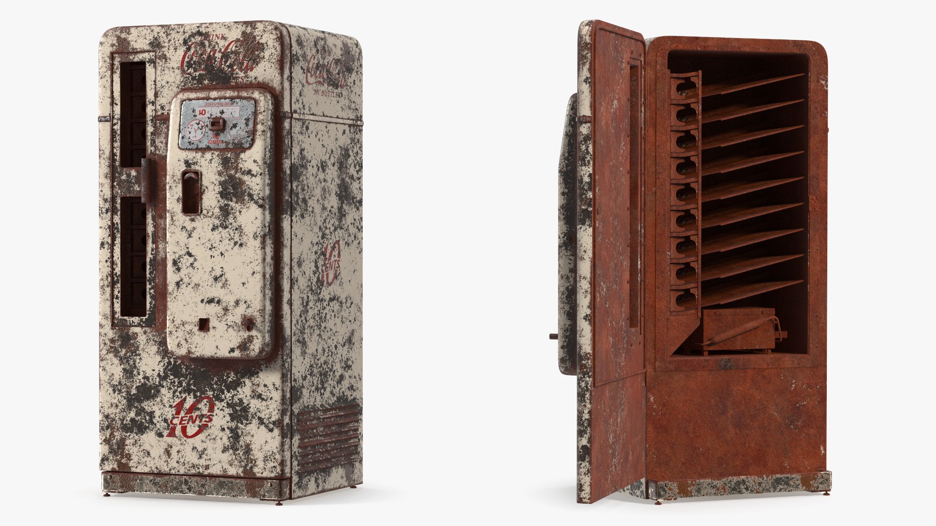 Rusty Coca-Cola Vending Machine Cavalier 72 Distressed 3D model preview