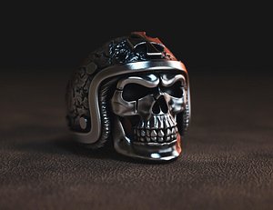 ring skull in a hard hat, biker 3D model