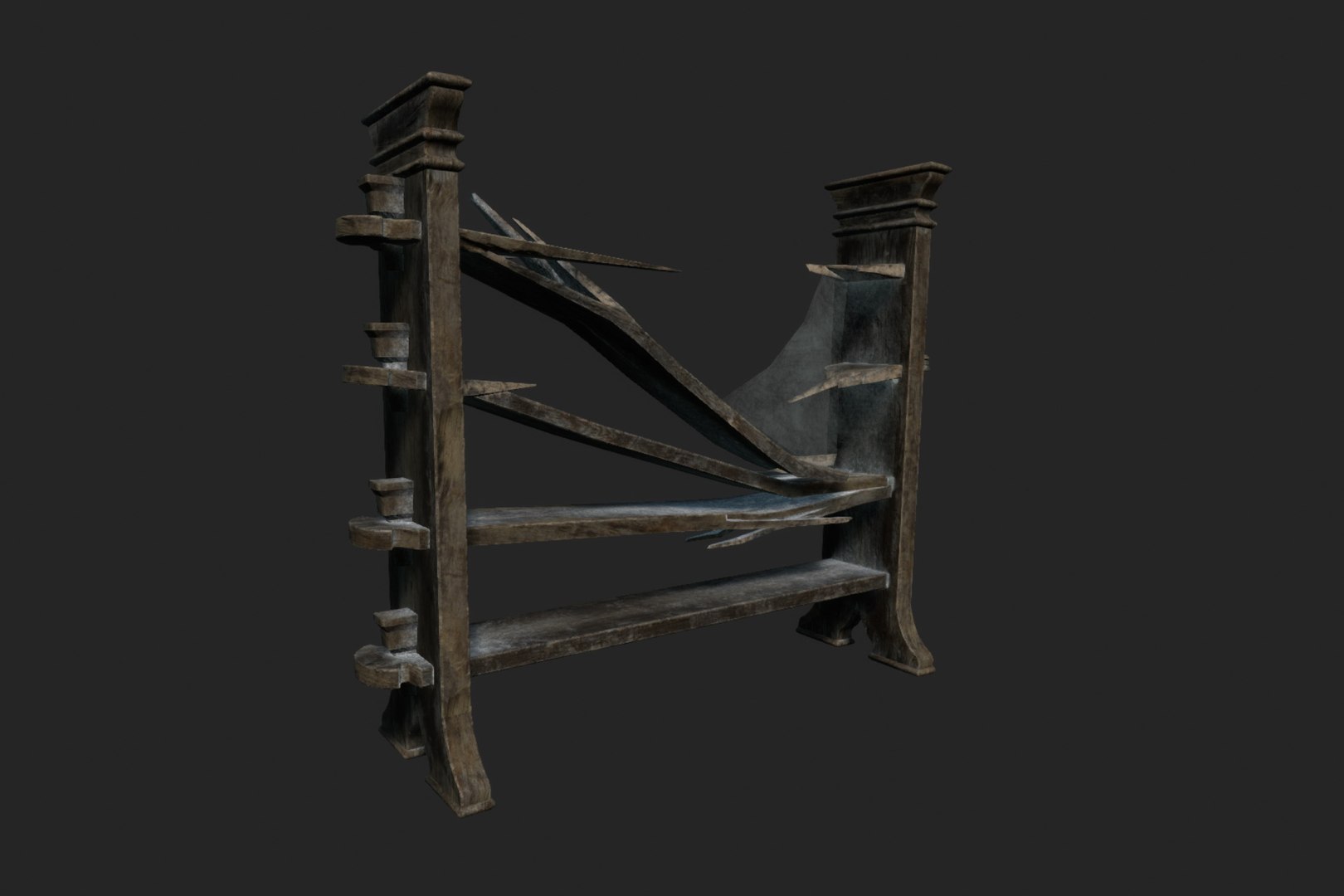 Broken Wooden Shelving With  3D TurboSquid 1963155