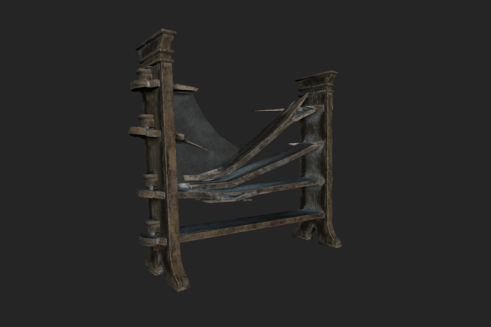 Broken Wooden Shelving With  3D TurboSquid 1963155