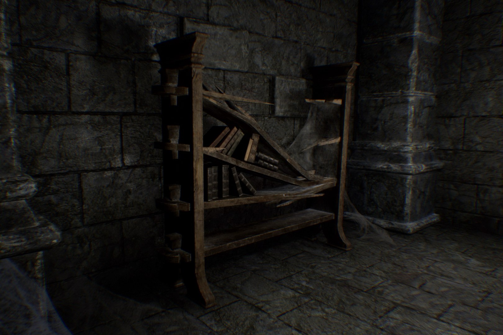 Broken Wooden Shelving With  3D TurboSquid 1963155