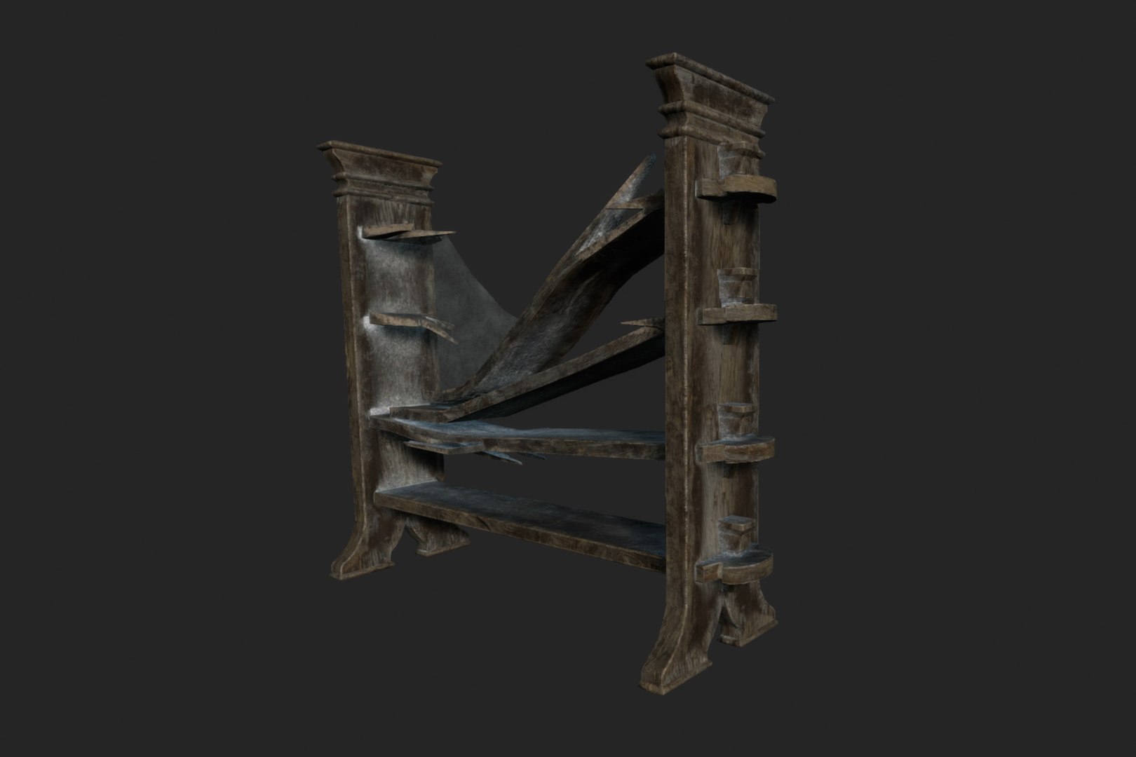 Broken Wooden Shelving With  3D TurboSquid 1963155