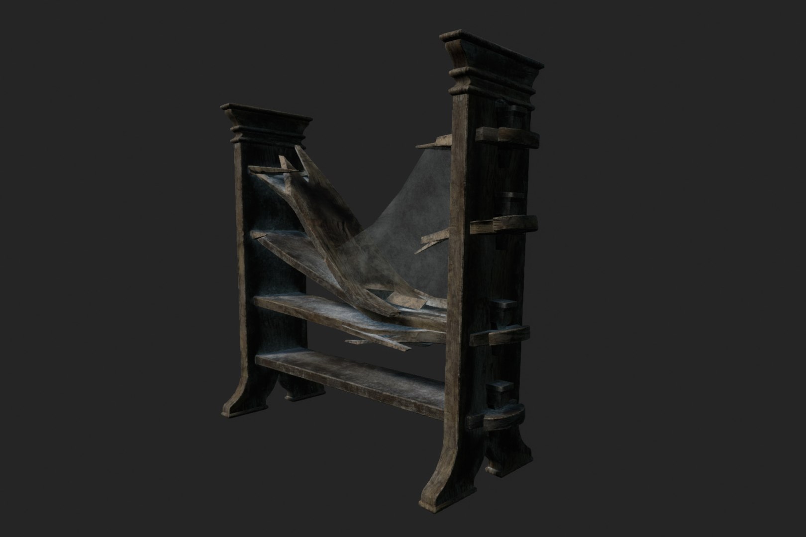 Broken Wooden Shelving With  3D TurboSquid 1963155