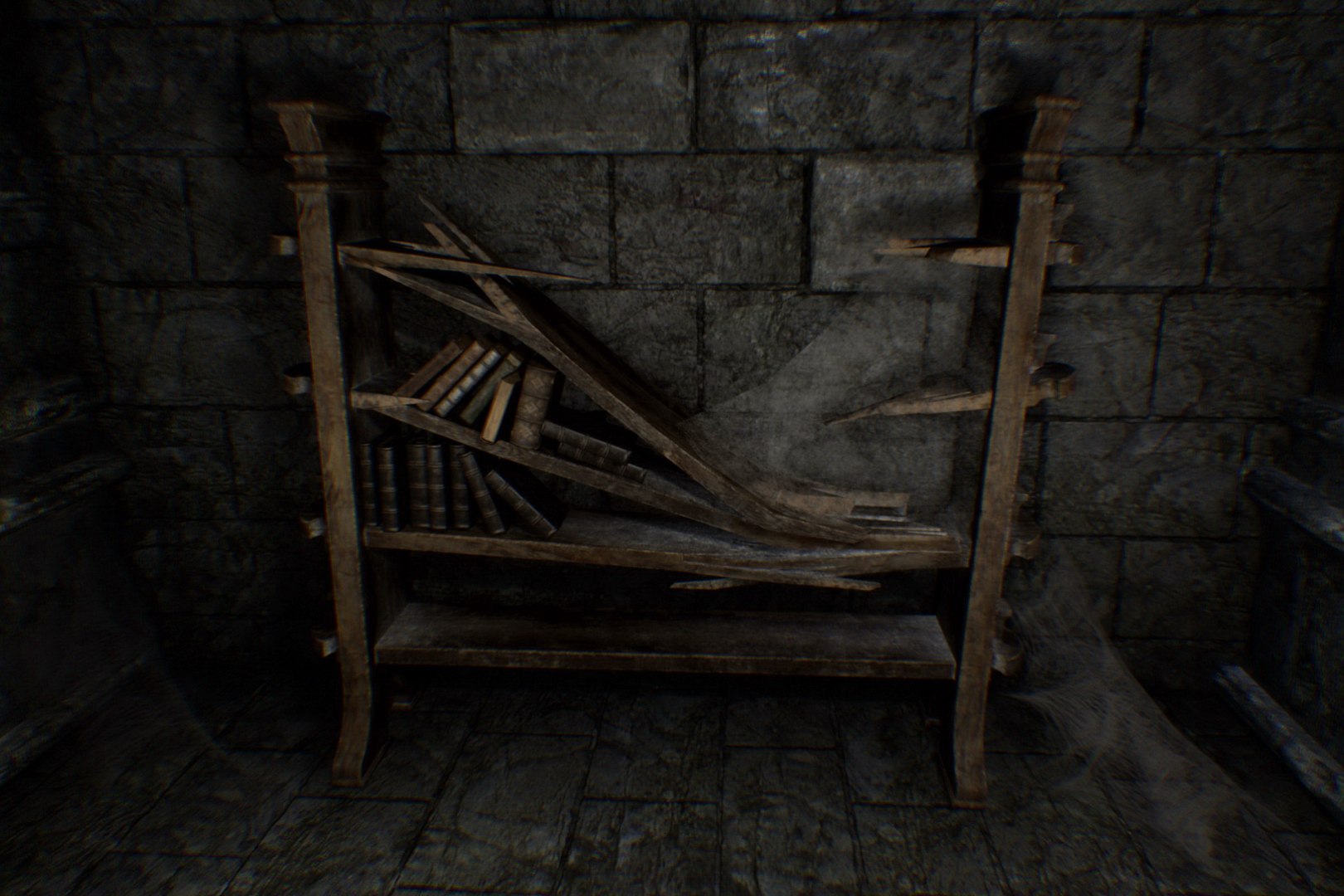 Broken Wooden Shelving With  3D TurboSquid 1963155