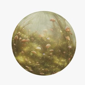 Magic mushroom forest 360 VR sky background illustration 3D model