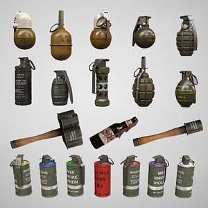 3D 20 Hand Grenades Ultimate Pack - AAA Game Ready 3D Model Collection model