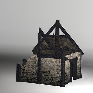3D burned thatched house model