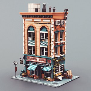 3D Low poly General Store 01