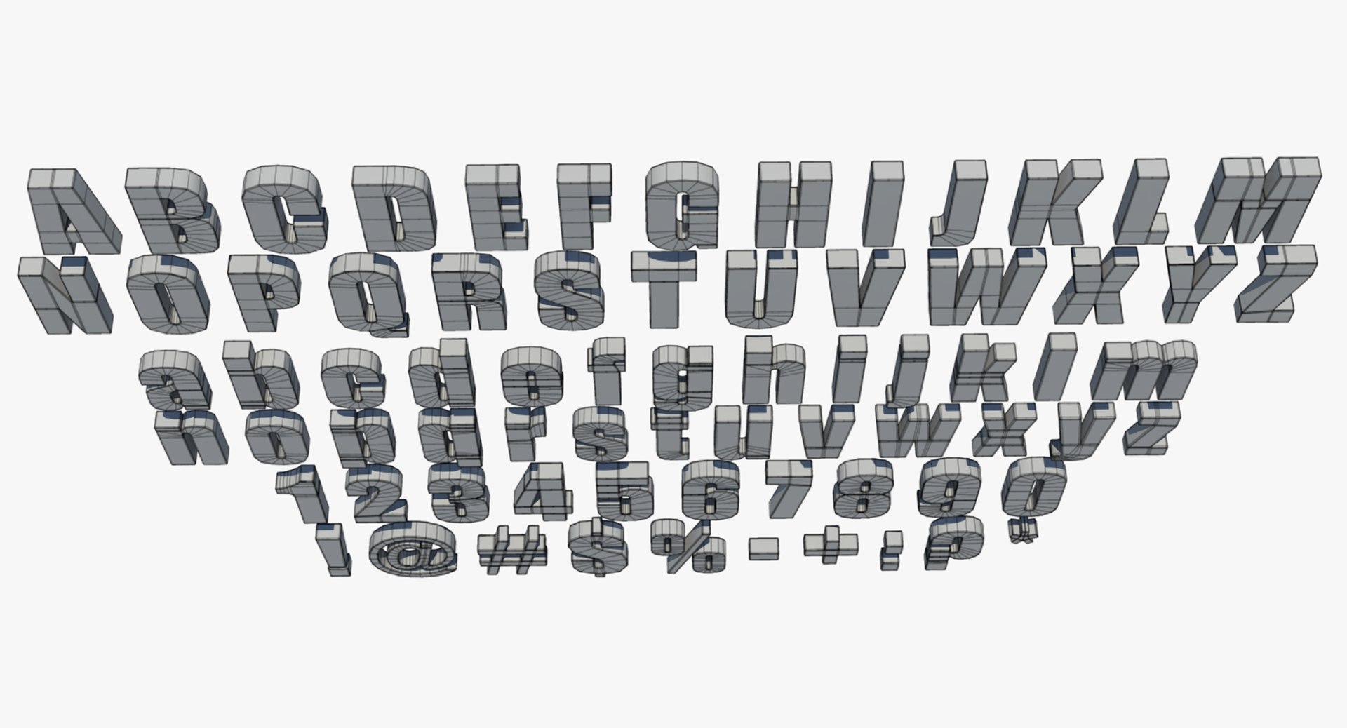 3d Letters Numbers Model