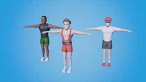 Sportsman GYM Guy Characters Pack 3D model