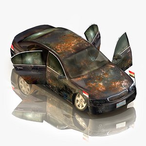 wrecked diplomatic car luxury 3d model