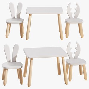 3D Natur White Wild wooden childrens set