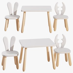 Natur White Wild wooden childrens set