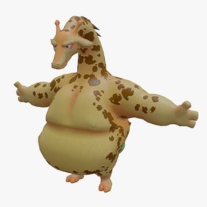 3D Chubby Fat Giraffe Rigged 3D model model