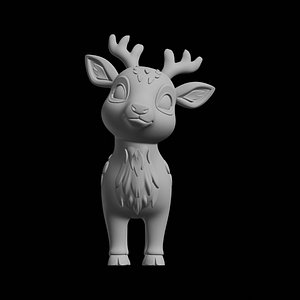 Cute Cartoon Deer 3D Print Model 3D model