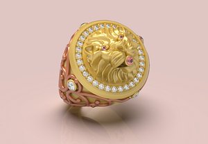 3D model Lion Face Ring - 0034