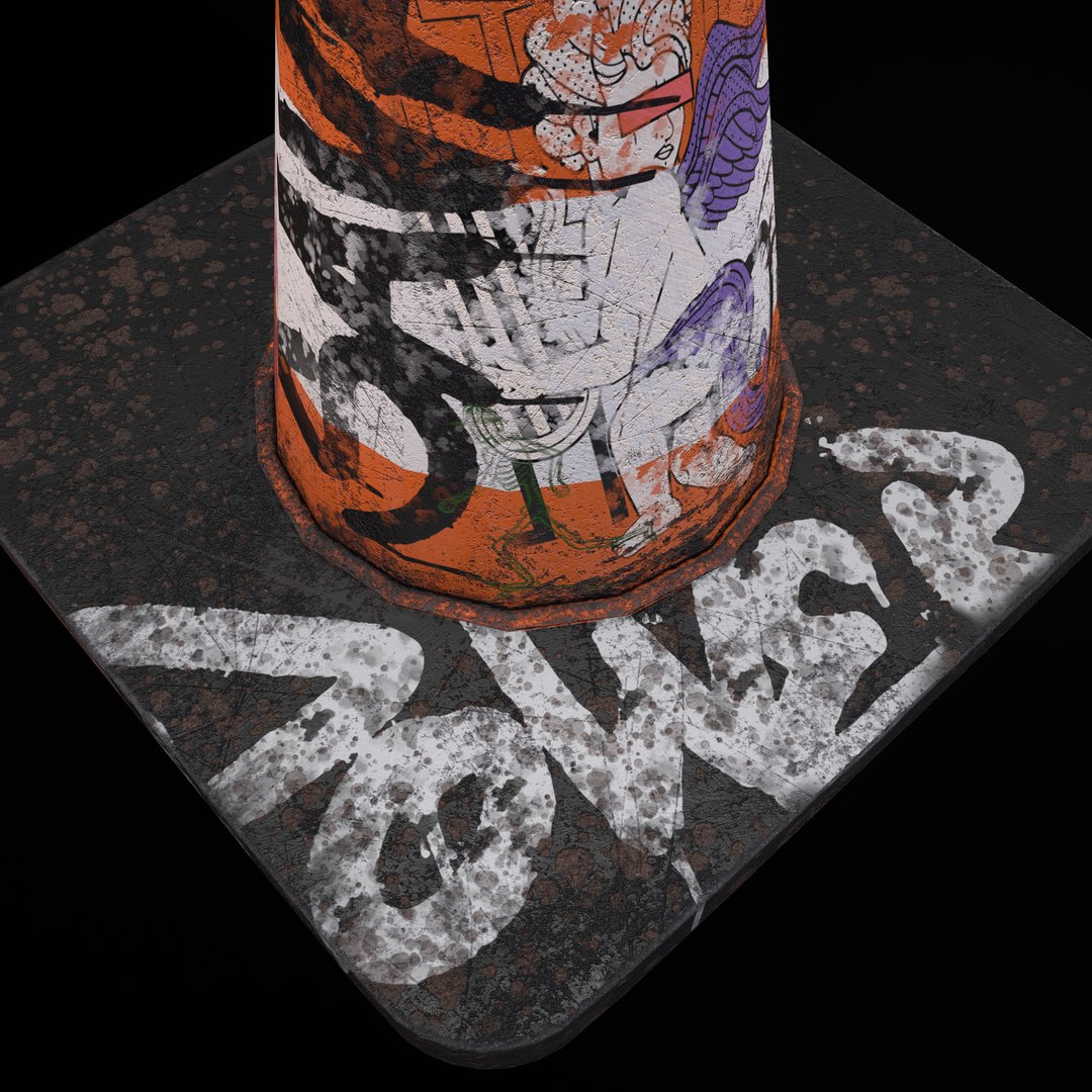 Traffic Cone Graffiti PBR 3D TurboSquid 2008933