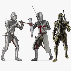 Rigged Medieval Knight Plates Armor Collection for Cinema 4D 3D model