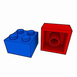 3d piece lego brick 2x2