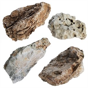 4 Photorealistic PBR Rocks -2 - 360 Degree Scanned - LODs Low Med High - 8K Textures