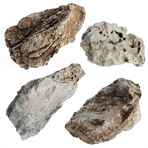 4 Photorealistic PBR Rocks -2 - 360 Degree Scanned - LODs Low Med High - 8K Textures