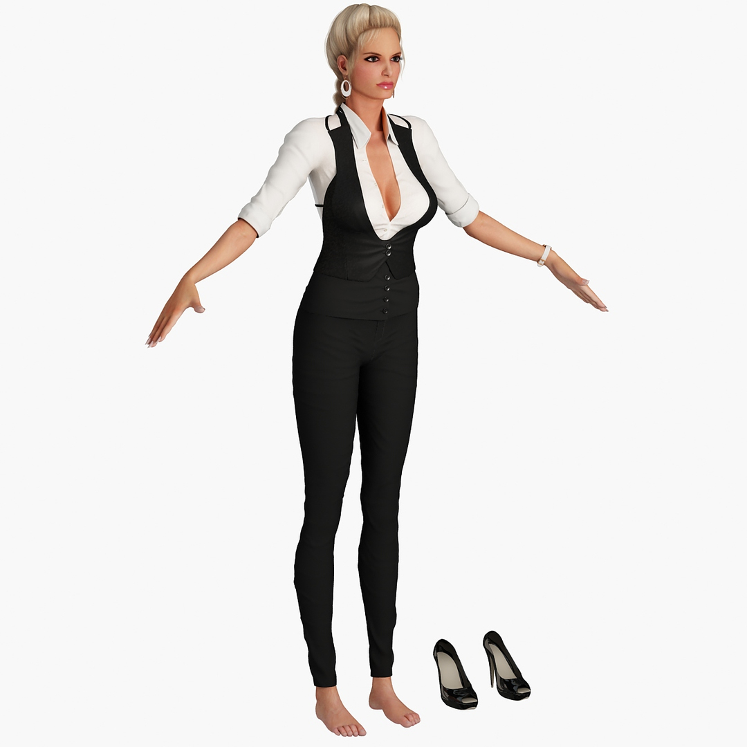 3d Blonde Woman Character Rigging
