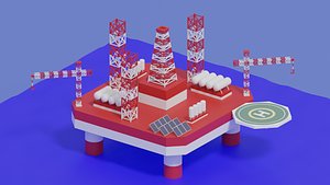 3D Cartoon Offshore Oil Platform model