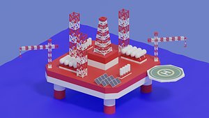 Cartoon Offshore Oil Platform