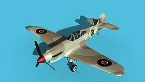 Curtiss P-40B Tomahawk V03 RAF 3D model