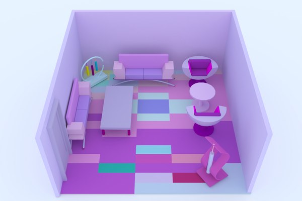 living room low poly model