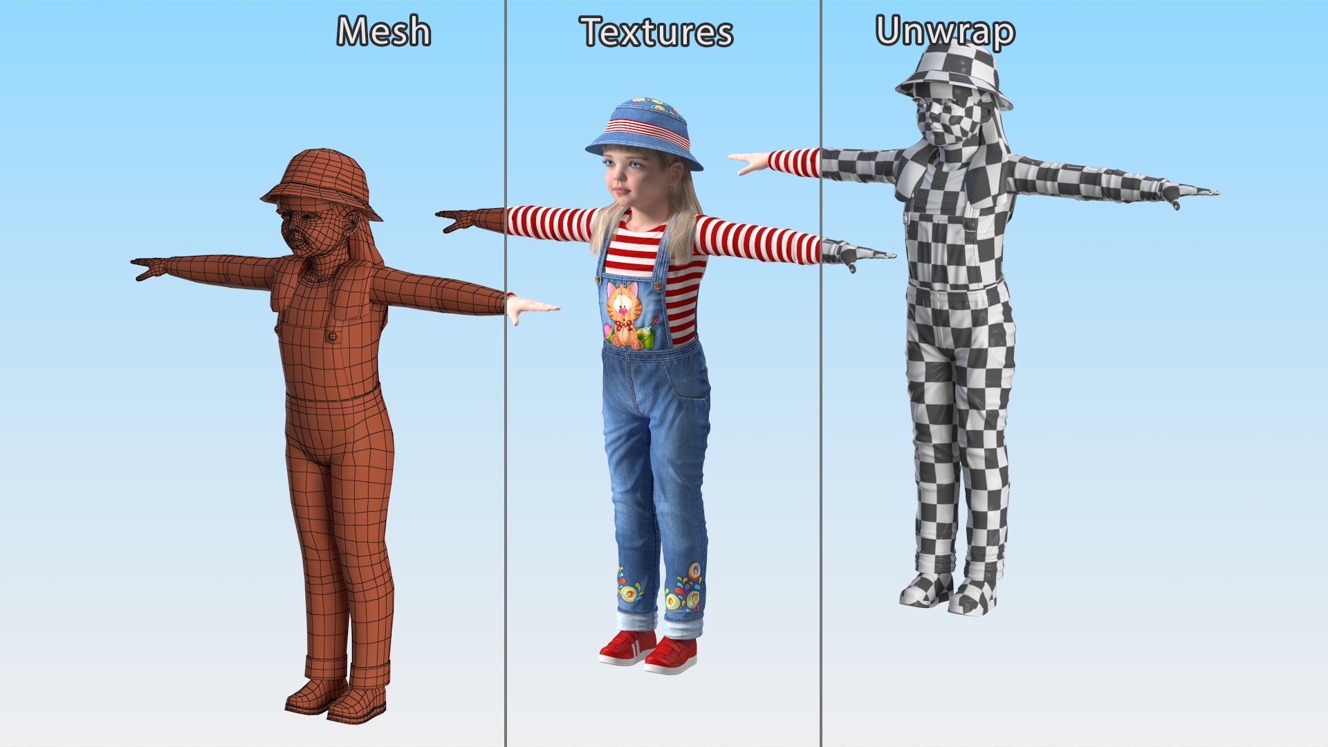 3D Denim Suit Child Girl T-Pose model https://p.turbosquid.com/ts-thumb/2B/bN0Mwl/Tj/denimsuitchildgirltpose3dsmodel013/jpg/1685587605/1920x1080/fit_q87/58e50f1d906a87dc9bb61f239232324869d96c15/denimsuitchildgirltpose3dsmodel013.jpg
