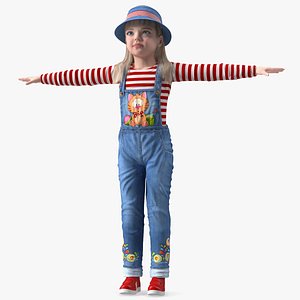 Denim Suit Child Girl T-Pose