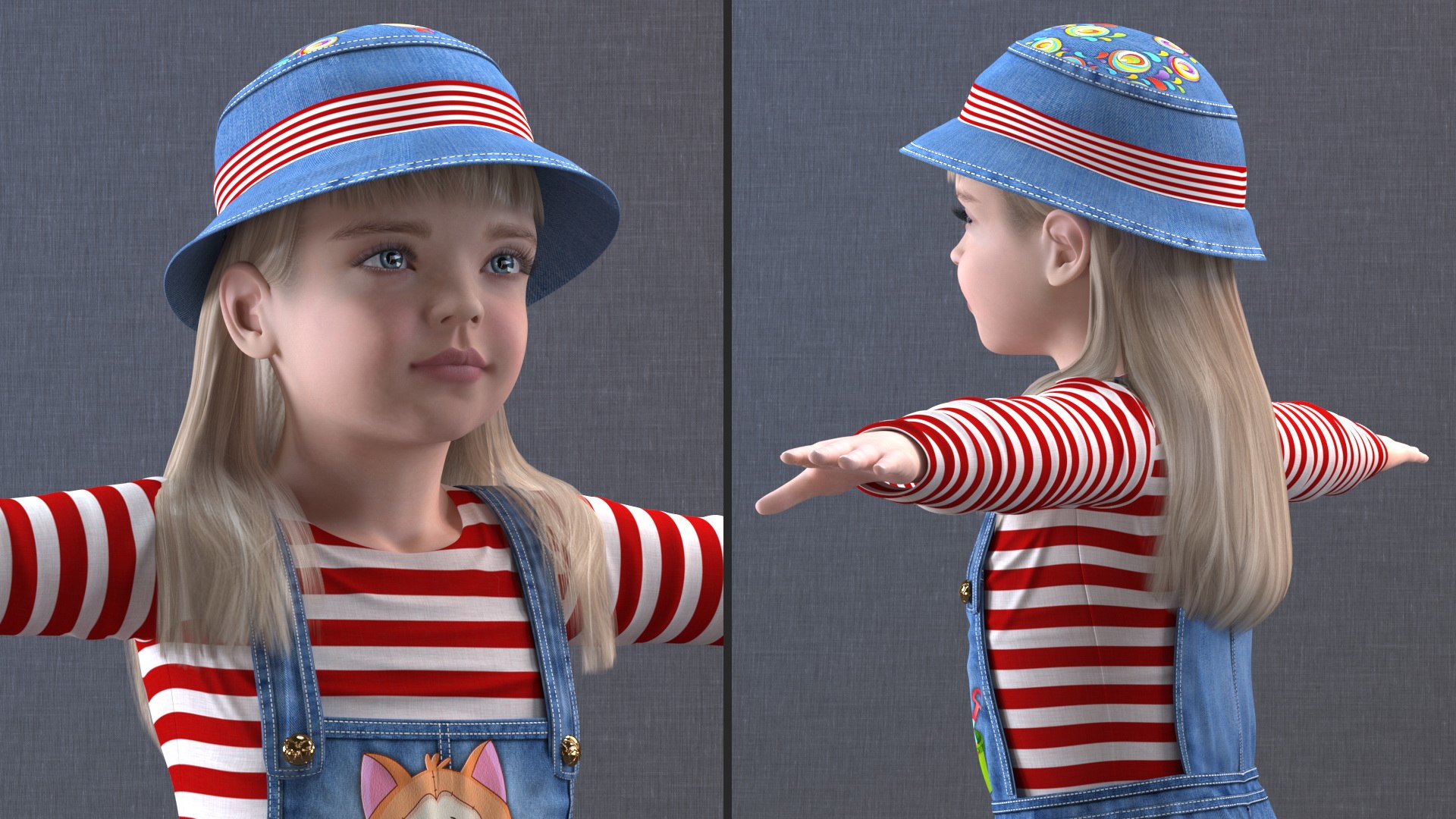 3D Denim Suit Child Girl T-Pose model https://p.turbosquid.com/ts-thumb/2B/bN0Mwl/zv/denimsuitchildgirltpose3dsmodel007/jpg/1685587587/1920x1080/fit_q87/56145c4ba8d716b60cd953df16c3aa6588edcccb/denimsuitchildgirltpose3dsmodel007.jpg