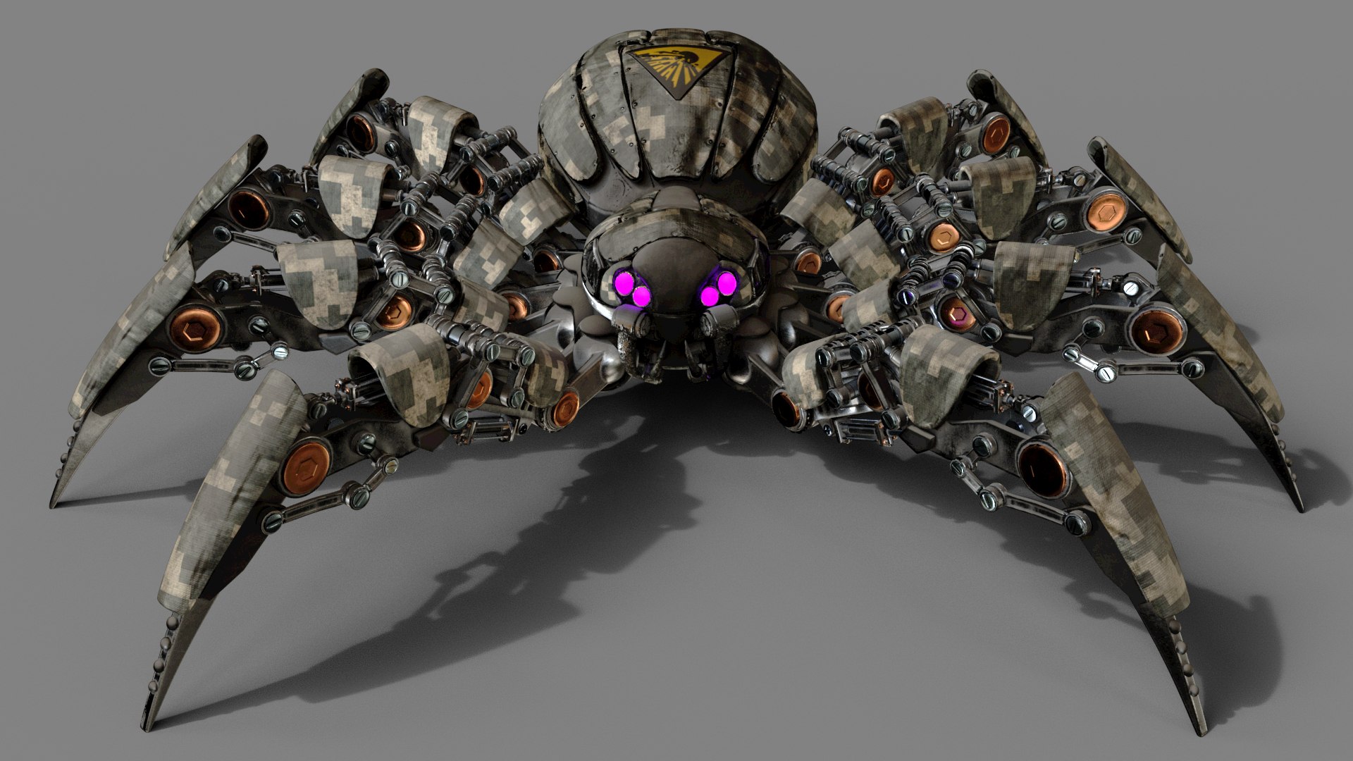 3D model mechanical spider https://p.turbosquid.com/ts-thumb/2B/bQfq40/EP14kMZt/frontonarmy/jpg/1547434906/1920x1080/fit_q87/0d488d4280879d260359be7a57d67e45f2d13ef9/frontonarmy.jpg