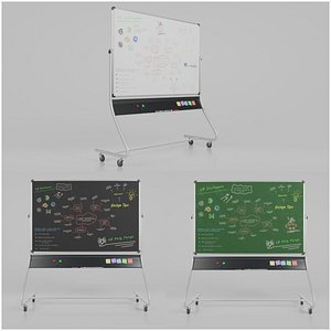 Compact Double-Sided Rectangular Trio - Customizable Writing Board Set 3D