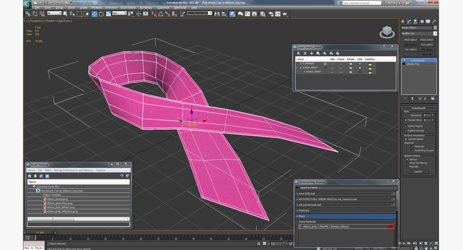 Pink Breast Cancer Ribbon 3D Model - TurboSquid 1251959