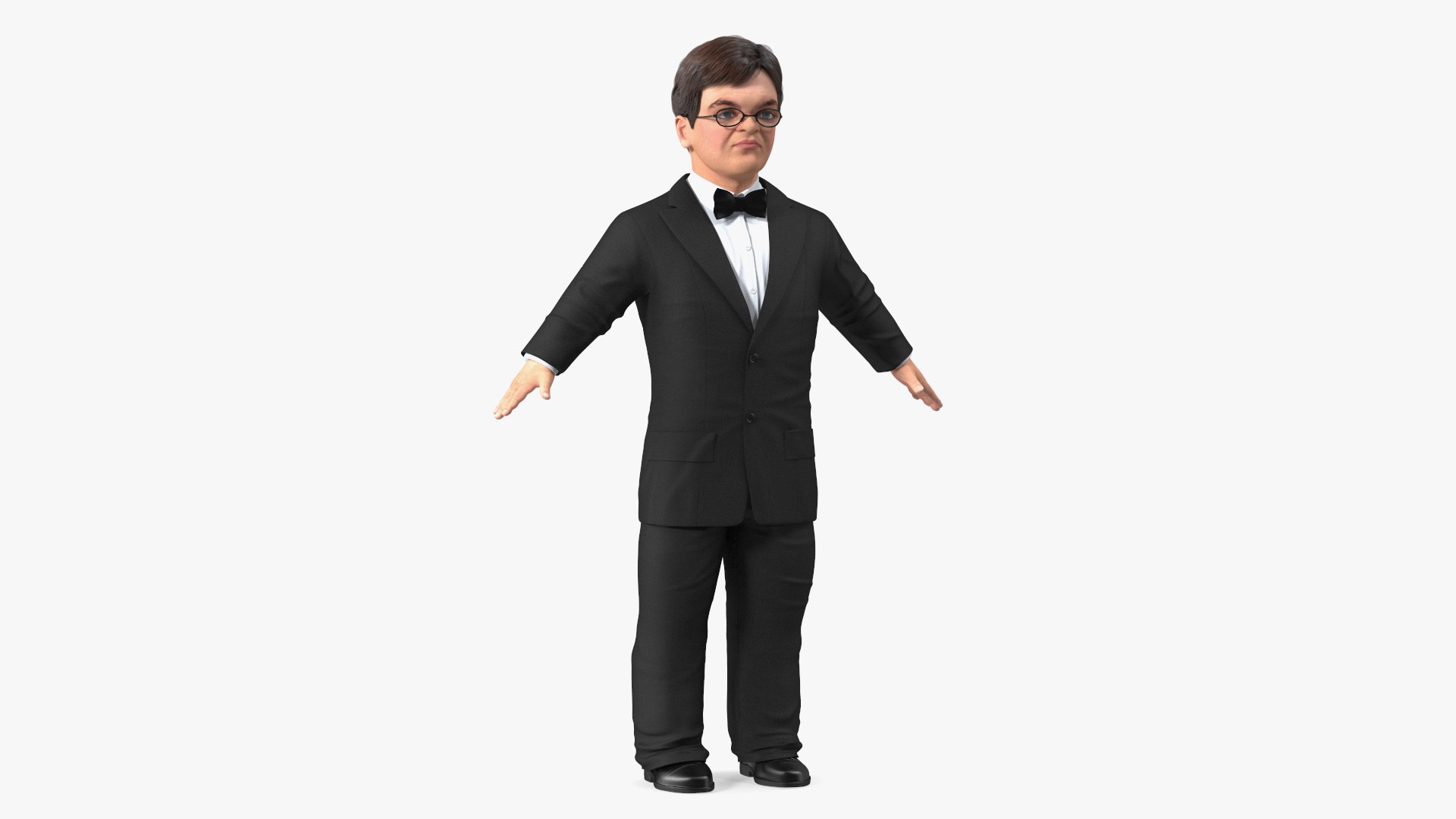 Dwarf Man Wearing Business Suit A-pose 3D model preview