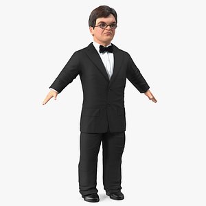 Dwarf Man Wearing Business Suit A-pose