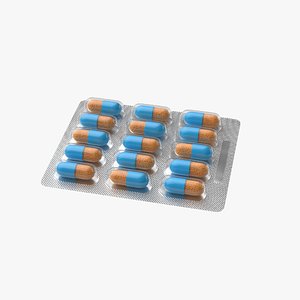 Blister pack with pills 3D model