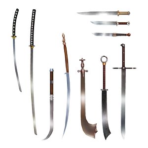 Hand Painted Swords Pack 2  3D